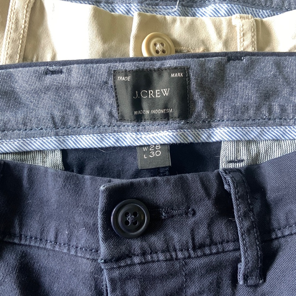 Three pair - J. Crew 484 slim fit chino 28Wx 30L.